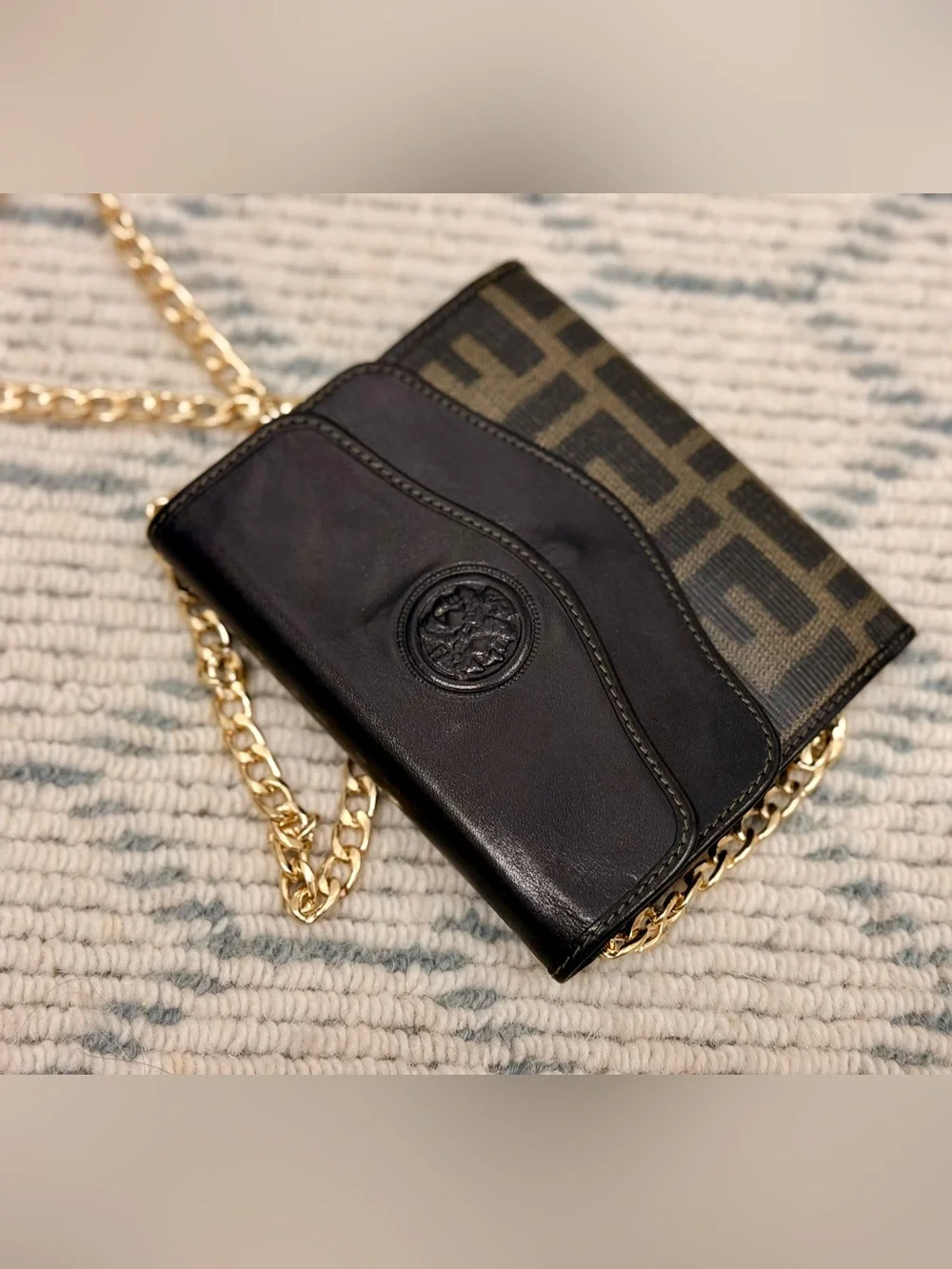 FENDI Vintage Rare 90’s Iconic Zucca Monogram Brown Canvas Leather W/ Crossbody